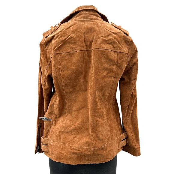 BlankNYC Suede Moto Jacket Alder Brown‎ Adjustable Buckle Zipper Pocket Women S - Picture 2 of 16